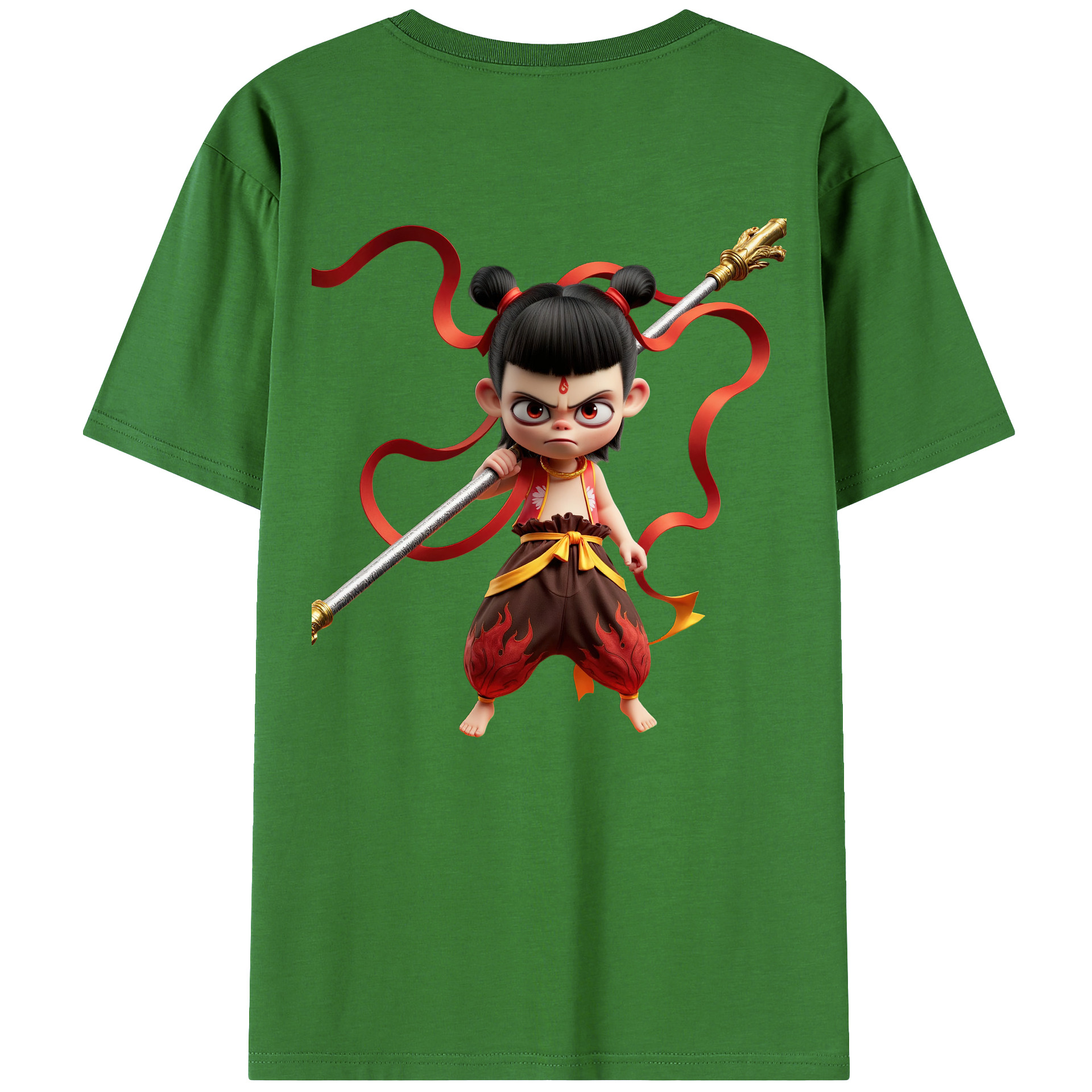 （画像用） Ne Zha 2 ナタ 魔童の大暴れ レディース半袖Tシャツ(バックプリント)